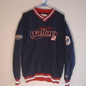 VINTAGE NASCAR Rusty Wallace #2 Miller Lite Windbreaker Pullover Size Large